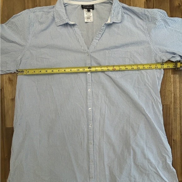 Talbots Miraclesuit Crinkle Gauze Seersucker Oversized Button Down Beach Shirt - Picture 8 of 10